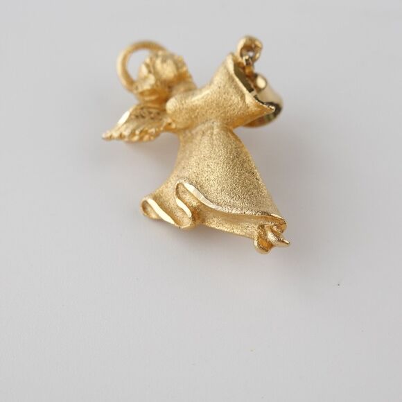 Vintage Gold Tone Cherub Angel Ringing Bell Brooch Pin - Picture 14 of 16